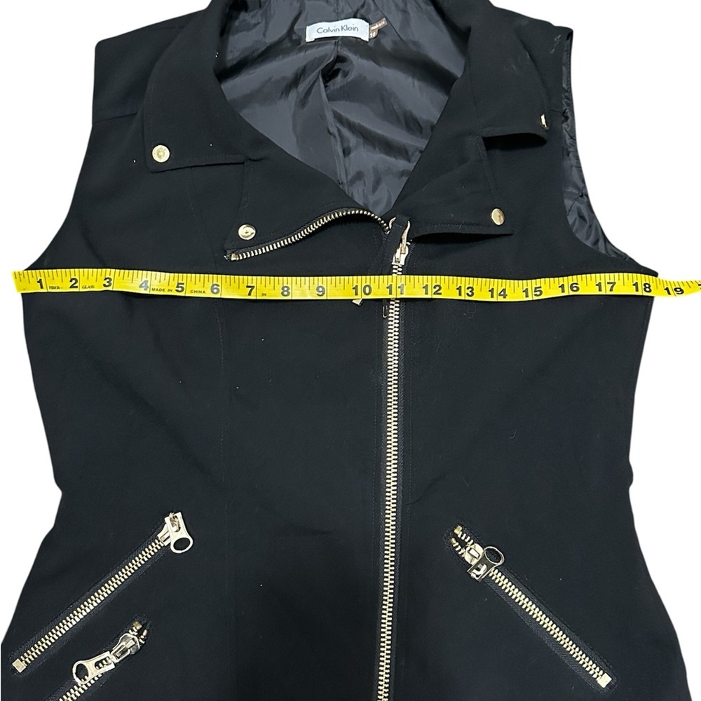 Calvin Klein Black Midi Dress with Gold Zippers - Picture 4 of 7